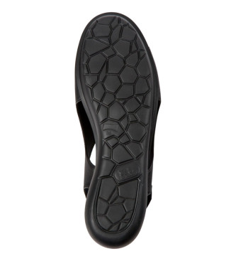 Camper Črni usnjeni sandali Ballon -Višina 5 cm klina