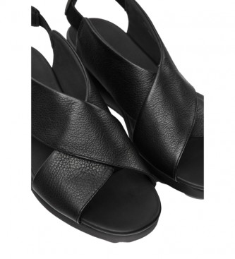 Camper Balloon leather sandals black - Wedge height: 5.1cm