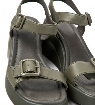 Camper Kaah green leather sandals -Heel height 6.6cm