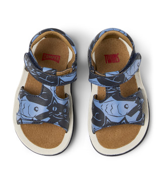 Camper Sandales en cuir Bicho Twins bleu