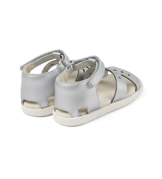 Camper Twins Leather Sandals silver