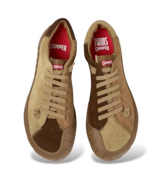 Camper Sapatilhas de pele Peu Path+ Twins castanho