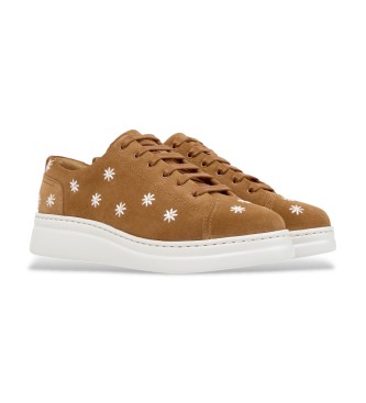 Camper Brązowe skórzane trampki Runner Up