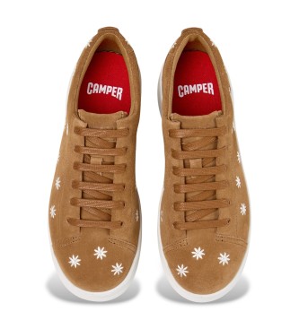 Camper Brązowe skórzane trampki Runner Up