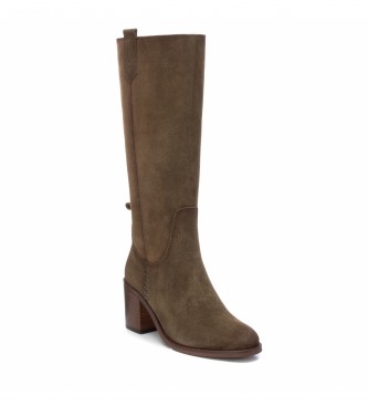 Carmela Leather boots 160059 green -Height heel: 7cm