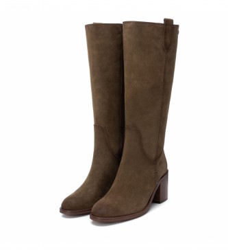 Carmela Leather boots 160059 green -Height heel: 7cm