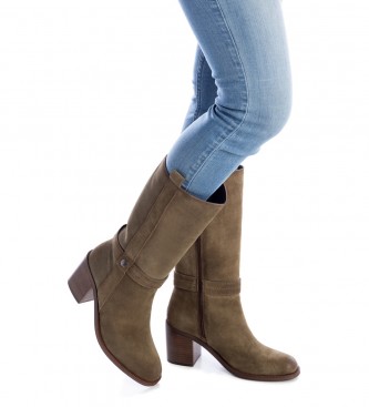 Carmela Leather boots 160061 green -Height heel: 7cm
