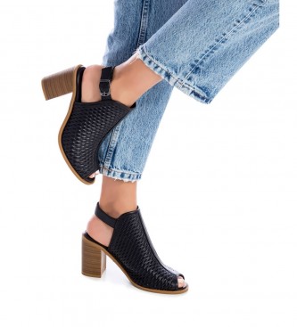 Carmela 160642 black leather ankle boots sandals -Heel height 10cm