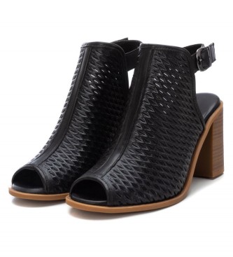 Carmela 160642 black leather ankle boots sandals -Heel height 10cm
