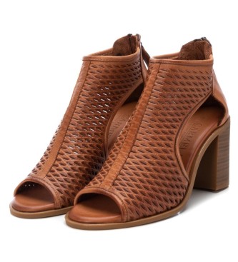 Carmela Usnjeni sandali 160646 rjavi -Višina pete 9 cm