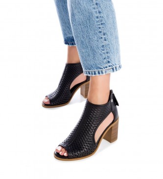 Carmela 160646 black leather ankle boots sandals -Heel height 9cm