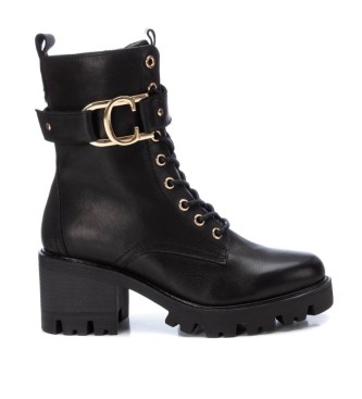 Carmela Botins em pele 161075 preto -altura do salto: 7cm- 