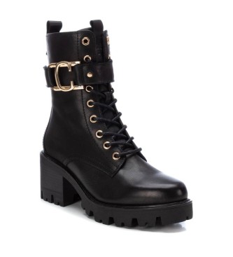 Carmela Botins em pele 161075 preto -altura do salto: 7cm- 