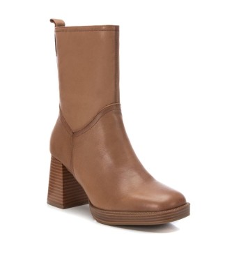 Carmela Leather ankle boots 161205 taupe -height heel: 8cm- -heel height: 8cm