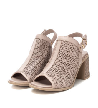 Carmela Leren sandalen 161597 taupe