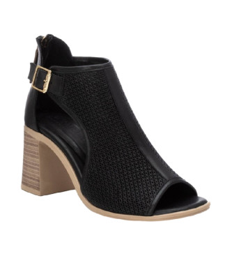 Carmela Black leather ankle boot sandal 161598 -height heel: 8cm