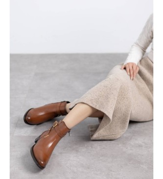 Carmela Botins em pele 162475 castanho