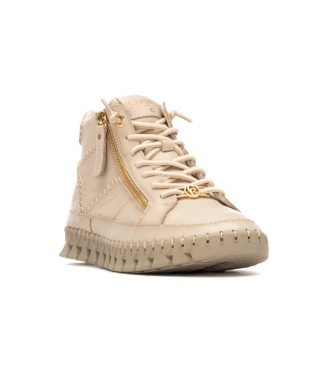 Carmela Leren enkellaarsjes 162708 beige