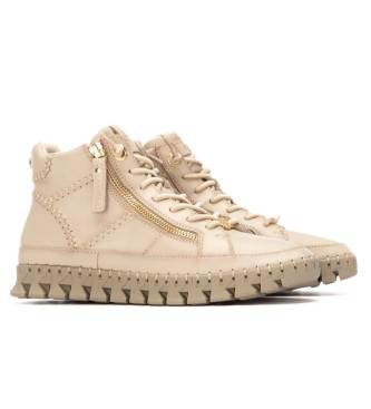 Carmela Leren enkellaarsjes 162708 beige