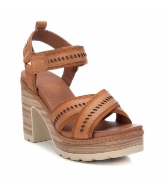 Carmela Leather sandals 68637 camel -height heel: 9cm