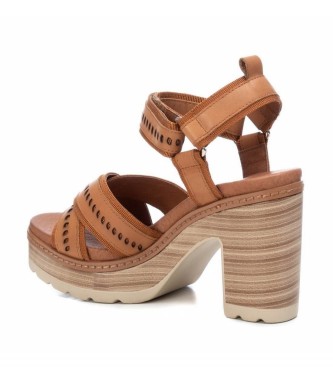 Carmela Leather sandals 68637 camel -height heel: 9cm