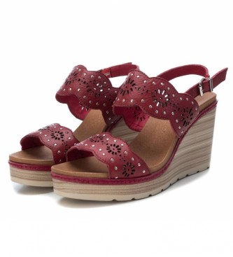 Carmela Leather sandals 067306 red -Height wedge: 9cm