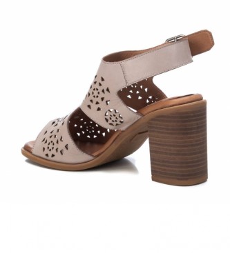 Carmela Leather sandals 067763 Taupe -Height heel 8cm - 