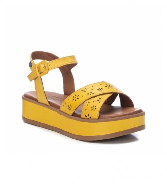 Carmela Leren sandalen 067771 geel 