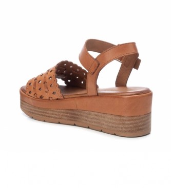 Carmela Leren sandalen 067820 camel -Hoogte: 6cm