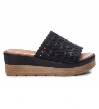 Carmela Leather sandals 067822 black -wedge height: 6cm