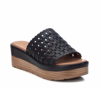 Carmela Leather sandals 067822 black -wedge height: 6cm