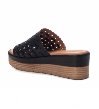Carmela Lder sandaler 067822 sort -hjde kile: 6cm