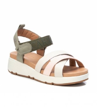 Carmela Leather sandals 068468 khaki, beige -Platform height 5 cm-. 