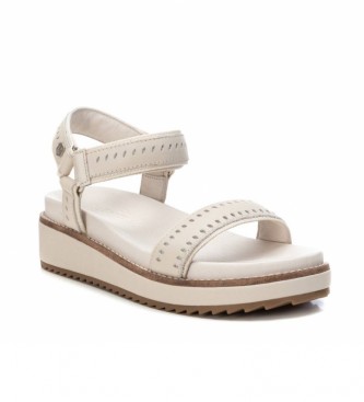 Carmela Leren sandalen 068508 beige -Hoogte: 5cm