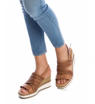 Carmela Leather sandals 068516 camel -Height heel 8 cm