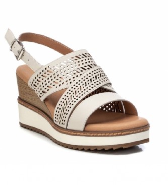 Carmela Leather sandals 068516 beige -Height heel 8 cm