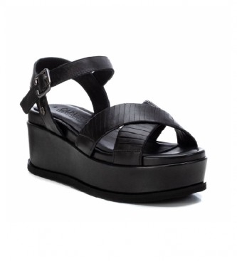 Carmela Zwart lederen sandalen 068551 -Hoogte 7 cm