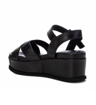 Carmela Leather sandals 068551 black -Height cua 7 cm