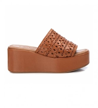 Carmela Leather sandals 068556 camel -Height 7 cm wedge