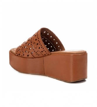 Carmela Leather sandals 068556 camel -Height 7 cm wedge