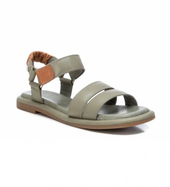 Carmela Leather sandals 068558 khaki