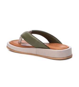 Carmela Leather sandals 068591 khaki