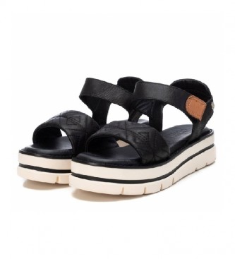 Carmela Leren sandalen 068611 zwart -Bodemhoogte 5 cm