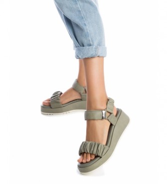 Carmela Leather sandals 068625 khaki -Height cua 5 cm