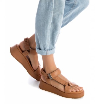 Carmela Leather sandals 068626 camel -Height cua 5 cm