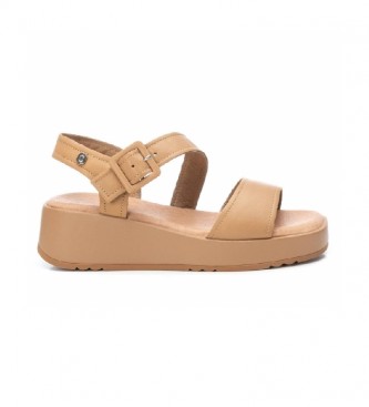 Carmela Leather sandals 068627 beige -Height cua 5 cm