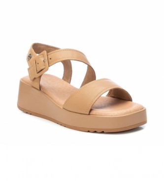 Carmela Leather sandals 068627 beige -Height cua 5 cm
