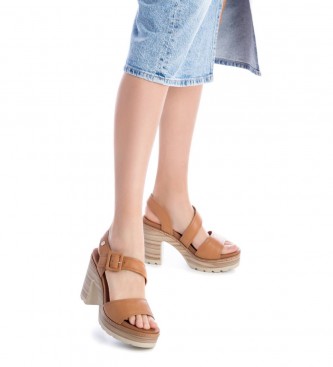 Carmela Brune lder sandaler -Hjde hl 9cm