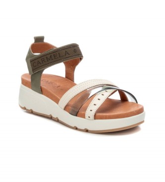 Carmela Leather Sandals 160587 green -Height wedge 5cm