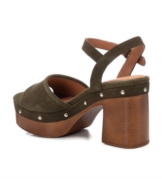 Carmela 160623 khaki leather sandals -Heel height 10cm